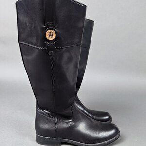 Tommy Hilfiger Shano NEW Equestrian Wide Calf Knee High Women's Black Boot